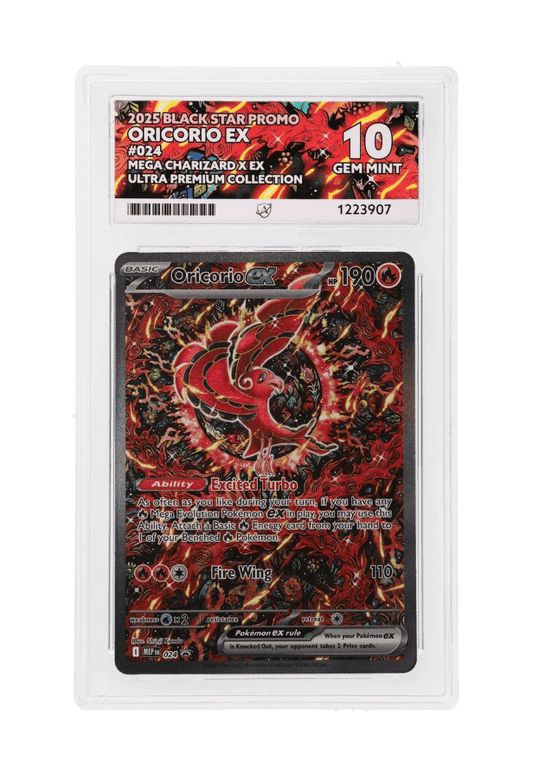 BuyGradedCards ORICORIO EX MEP024 ACE GEM MINT 10 - Mega Charizard X EX Ultra Premium Collection Black Star Promo 2025