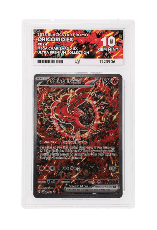 BuyGradedCards ORICORIO EX MEP024 ACE GEM MINT 10 - Mega Charizard X EX Ultra Premium Collection Black Star Promo 2025