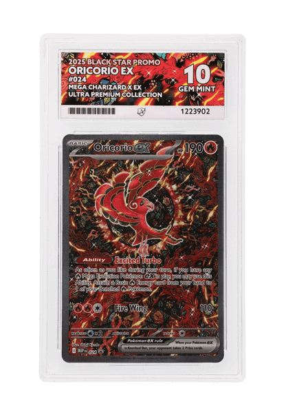 BuyGradedCards ORICORIO EX MEP024 ACE GEM MINT 10 - Mega Charizard X EX Ultra Premium Collection Black Star Promo 2025