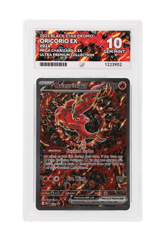 BuyGradedCards ORICORIO EX MEP024 ACE GEM MINT 10 - Mega Charizard X EX Ultra Premium Collection Black Star Promo 2025
