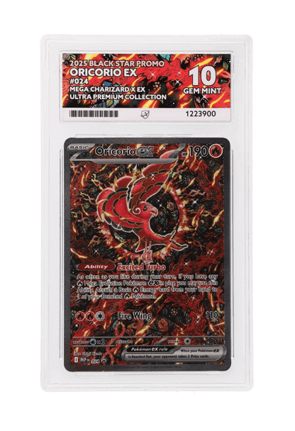BuyGradedCards ORICORIO EX MEP024 ACE GEM MINT 10 - Mega Charizard X EX Ultra Premium Collection Black Star Promo 2025