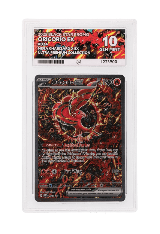 BuyGradedCards ORICORIO EX MEP024 ACE GEM MINT 10 - Mega Charizard X EX Ultra Premium Collection Black Star Promo 2025