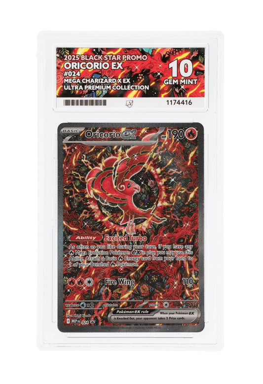 BuyGradedCards ORICORIO EX MEP024 ACE GEM MINT 10 - Mega Charizard X EX Ultra Premium Collection Black Star Promo 2025