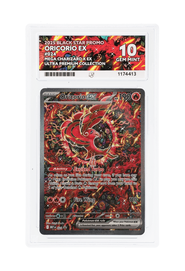 BuyGradedCards ORICORIO EX MEP024 ACE GEM MINT 10 - Mega Charizard X EX Ultra Premium Collection Black Star Promo 2025