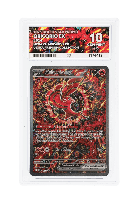 BuyGradedCards ORICORIO EX MEP024 ACE GEM MINT 10 - Mega Charizard X EX Ultra Premium Collection Black Star Promo 2025