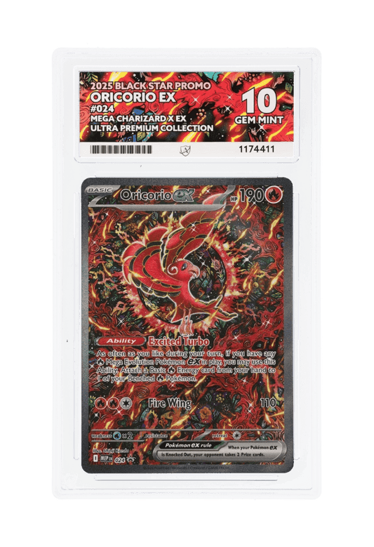 BuyGradedCards ORICORIO EX MEP024 ACE GEM MINT 10 - Mega Charizard X EX Ultra Premium Collection Black Star Promo 2025