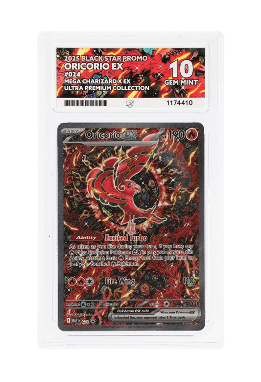 BuyGradedCards ORICORIO EX MEP024 ACE GEM MINT 10 - Mega Charizard X EX Ultra Premium Collection Black Star Promo 2025
