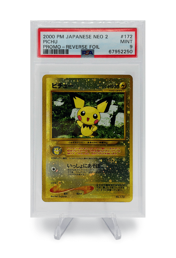 BuyGradedCards PICHU REVERSE FOIL PROMO 172 PSA MINT 9 - Pokemon Japanese Neo 2 2000