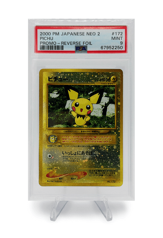 BuyGradedCards PICHU REVERSE FOIL PROMO 172 PSA MINT 9 - Pokemon Japanese Neo 2 2000