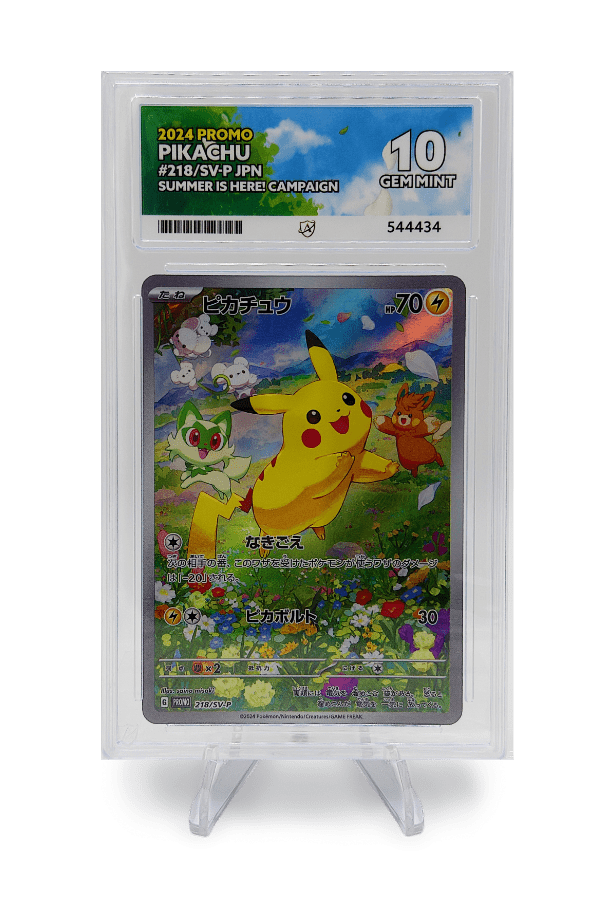 BuyGradedCards PIKACHU PROMO 218/SV-P ACE GEM MINT 10 - Summer Is Here! Campaign 2024