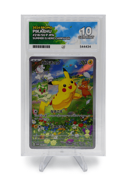 BuyGradedCards PIKACHU PROMO 218/SV-P ACE GEM MINT 10 - Summer Is Here! Campaign 2024