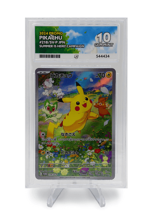 BuyGradedCards PIKACHU PROMO 218/SV-P ACE GEM MINT 10 - Summer Is Here! Campaign 2024
