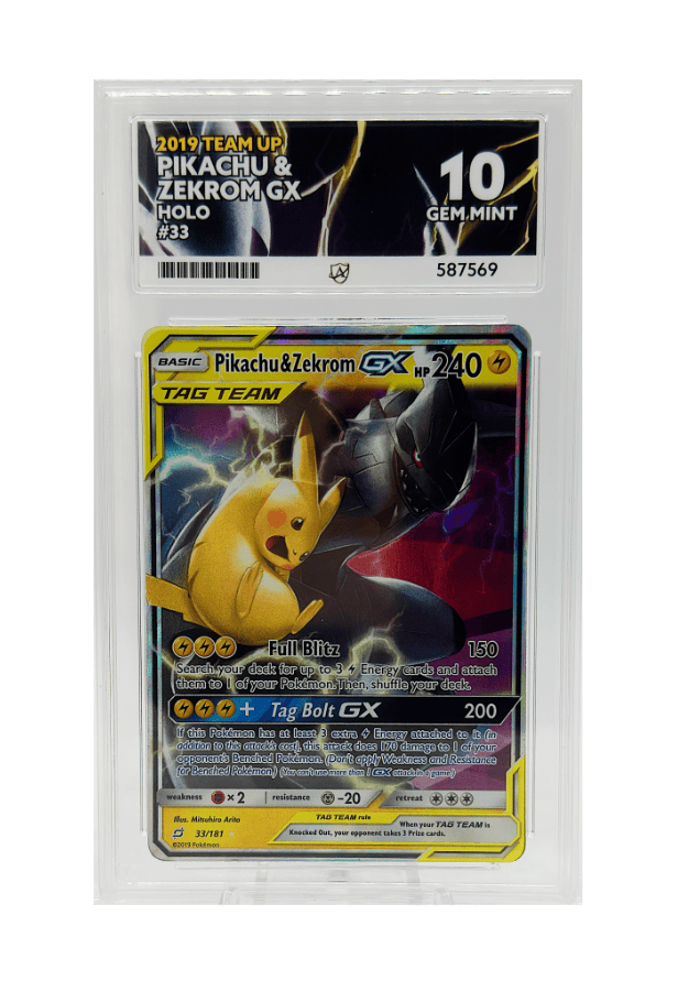 BuyGradedCards PIKACHU & ZEKROM GX 33/181 ACE GEM MINT 10 - Team Up 2019