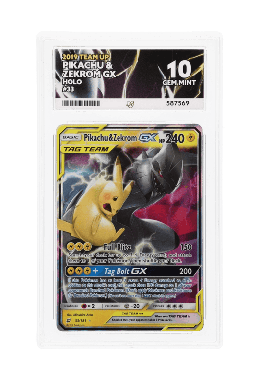 BuyGradedCards PIKACHU & ZEKROM GX 33/181 ACE GEM MINT 10 - Team Up 2019