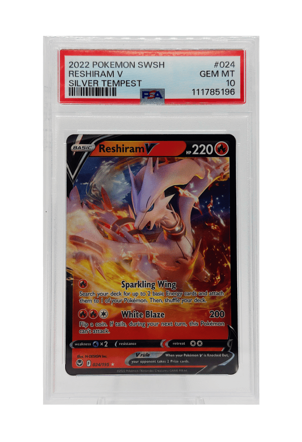 BuyGradedCards RESHIRAM V 024/195 PSA GEM MINT 10 - Silver Tempest 2022