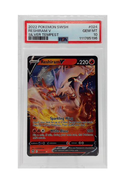 BuyGradedCards RESHIRAM V 024/195 PSA GEM MINT 10 - Silver Tempest 2022