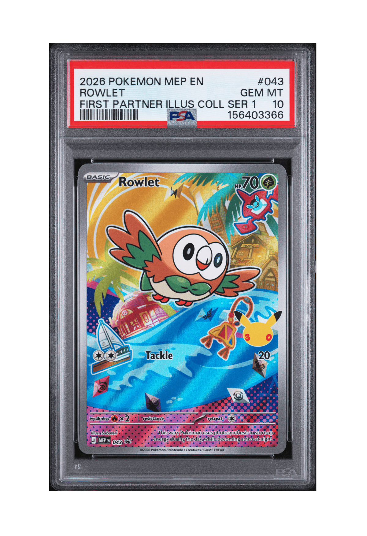 BuyGradedCards ROWLET MEP043 PSA GEM MINT 10 - First Partner Illustration Collection Series 1 Promo 2026