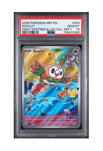 BuyGradedCards ROWLET MEP043 PSA GEM MINT 10 - First Partner Illustration Collection Series 1 Promo 2026