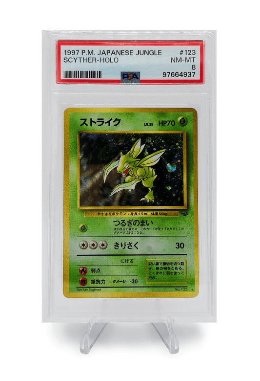 BuyGradedCards SCYTHER HOLO 123 PSA NM-MT 8 - Pokemon Japanese Jungle 1997