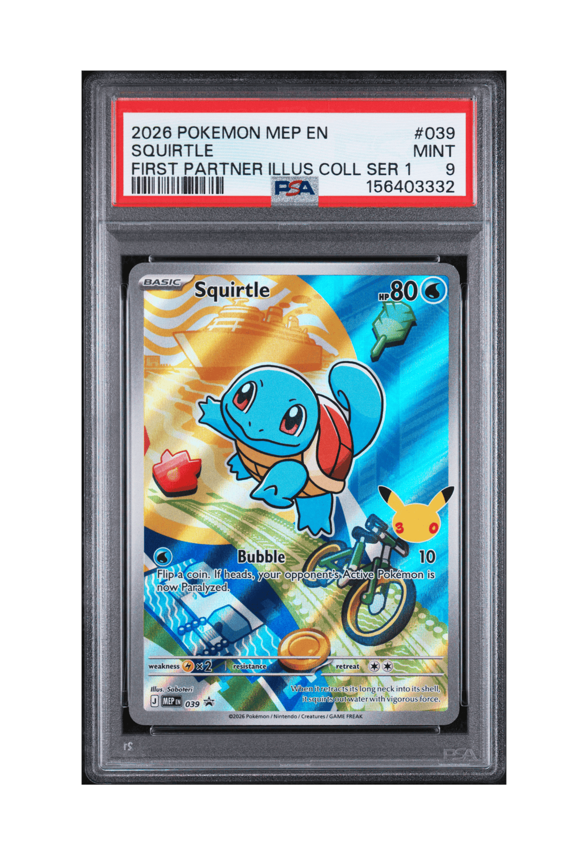 BuyGradedCards SQUIRTLE MEP039 PSA MINT 9 - First Partner Illustration Collection Series 1 Promo 2026