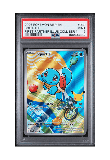 BuyGradedCards SQUIRTLE MEP039 PSA MINT 9 - First Partner Illustration Collection Series 1 Promo 2026