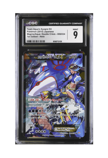 BuyGradedCards TEAM AQUA’S KYOGRE EX 006/034 (1ST EDITION) CGC MINT 9 - Magma/Aqua: Double Crisis 2015