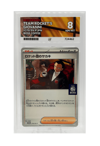 BuyGradedCards TEAM ROCKET’S GIOVANNI 270/SV-P ACE NM-MT 8 - Boss Coffee JPN Promo 2025
