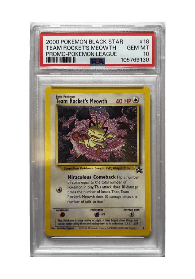BuyGradedCards TEAM ROCKET'S MEOWTH 18 PSA GEM MINT 10 - Pokemon Black Star Promo 2000