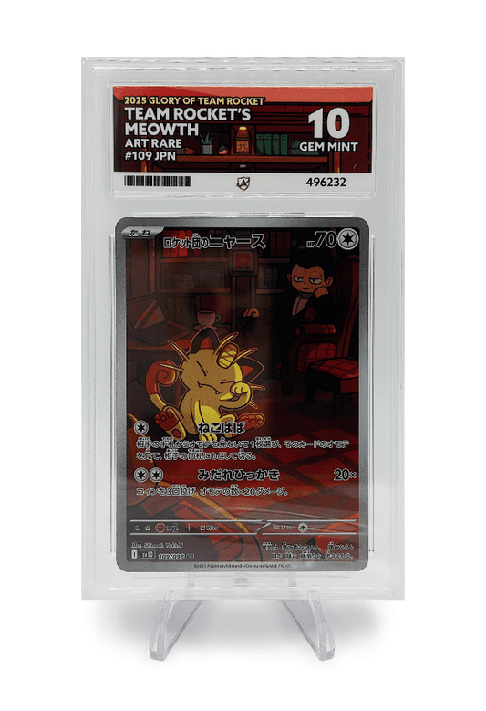 BuyGradedCards TEAM ROCKET’S MEOWTH AR 109/098 ACE GEM MINT 10 - Glory of Team Rocket 2025