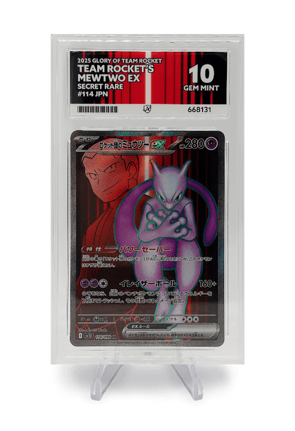 BuyGradedCards TEAM ROCKET’S MEWTWO EX SR 114/098 ACE GEM MINT 10 - Glory of Team Rocket 2025