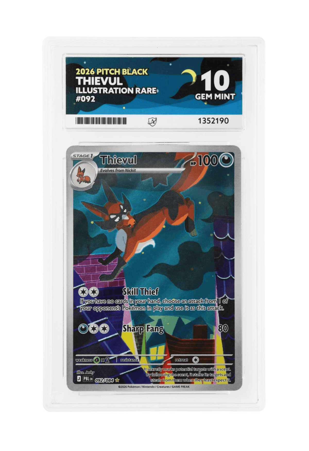 BuyGradedCards THIEVUL IR 092/084 ACE GEM MINT 10 - Pitch Black 2026