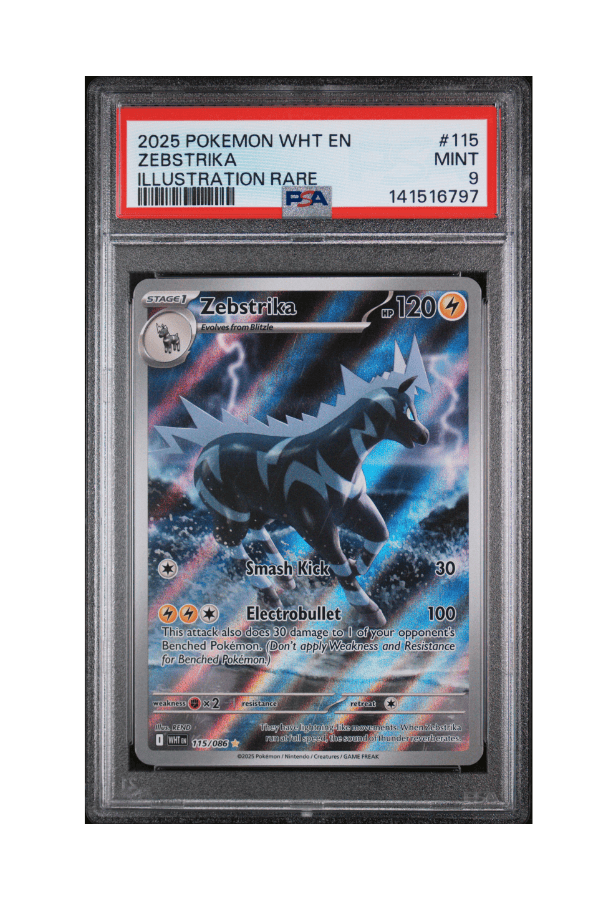 BuyGradedCards ZEBSTRIKA IR 115/086 PSA MINT 9 - White Flare 2025