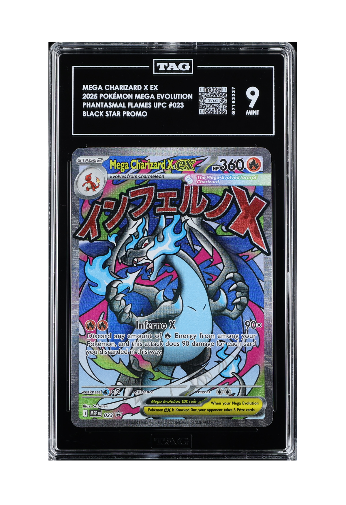 MEGA CHARIZARD X EX MEP023 TAG MINT 9 - Mega Charizard X EX Ultra Premium Collection Black Star Promo 2025