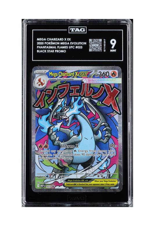 MEGA CHARIZARD X EX MEP023 TAG MINT 9 - Mega Charizard X EX Ultra Premium Collection Black Star Promo 2025
