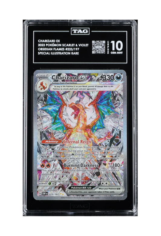 CHARIZARD EX SIR 223/197 TAG GEM MINT 10 - Obsidian Flames 2023