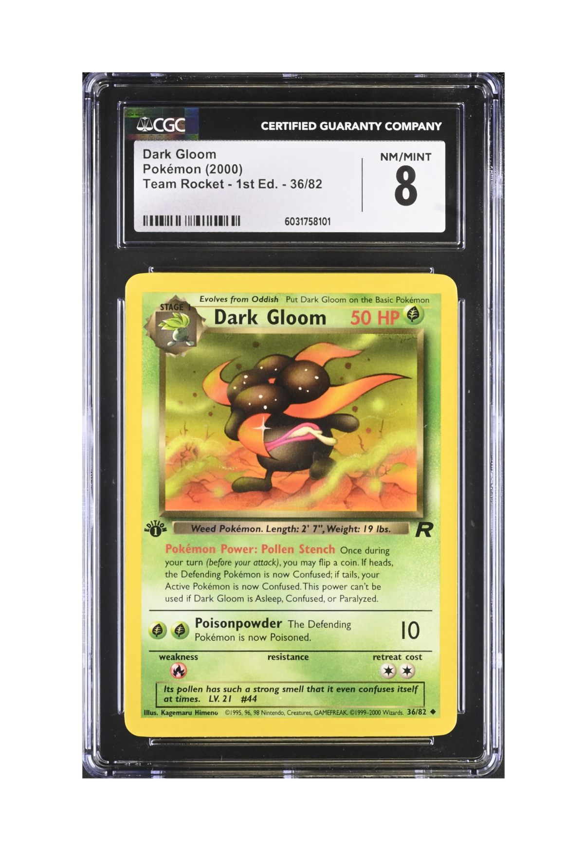 DARK GLOOM 36/82 (1ST EDITION) CGC NM/MINT 8 - Pokemon Team Rocket 2000