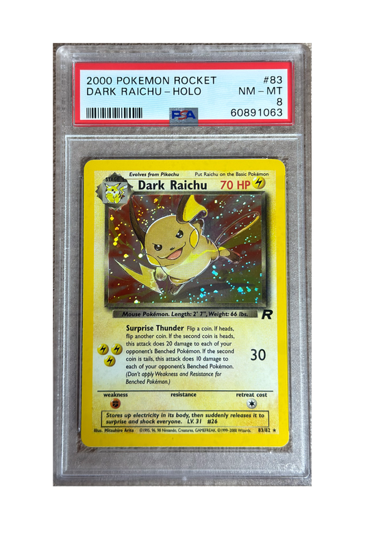 DARK RAICHU HOLO 83/82 PSA NM-MT 8 - Pokemon Team Rocket 2000