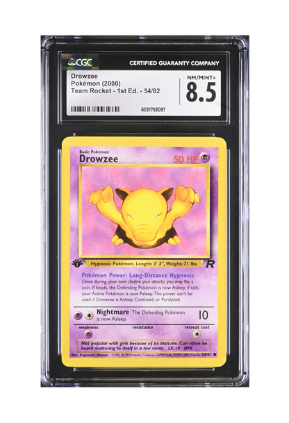 DROWZEE 54/82 (1ST EDITION) CGC NM/MINT+ 8.5 - Pokemon Team Rocket 2000