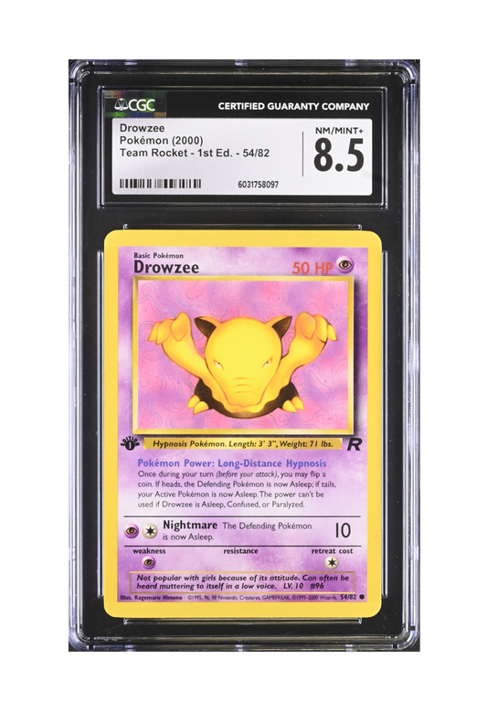 DROWZEE 54/82 (1ST EDITION) CGC NM/MINT+ 8.5 - Pokemon Team Rocket 2000