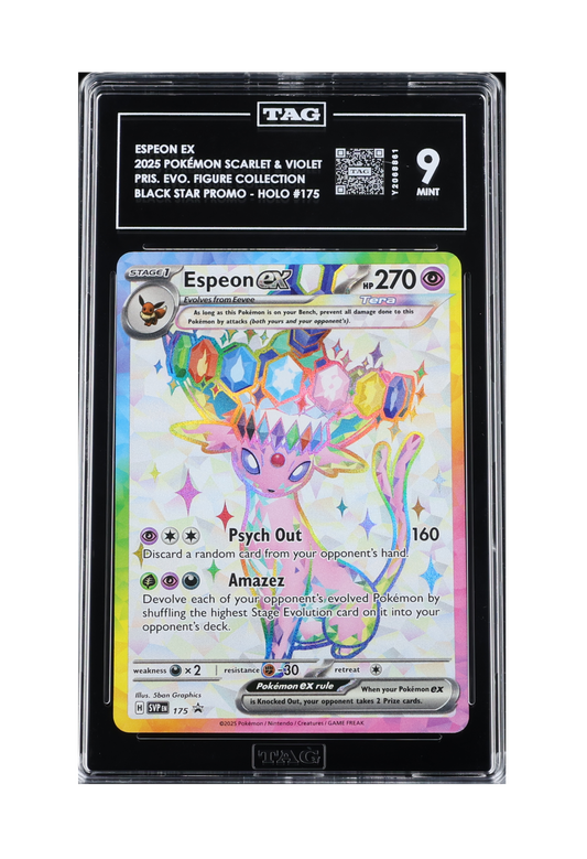 ESPEON EX PROMO SVP175 TAG MINT 9 - Prismatic Evolutions Premium Figure Collection Black Star Promo 2025