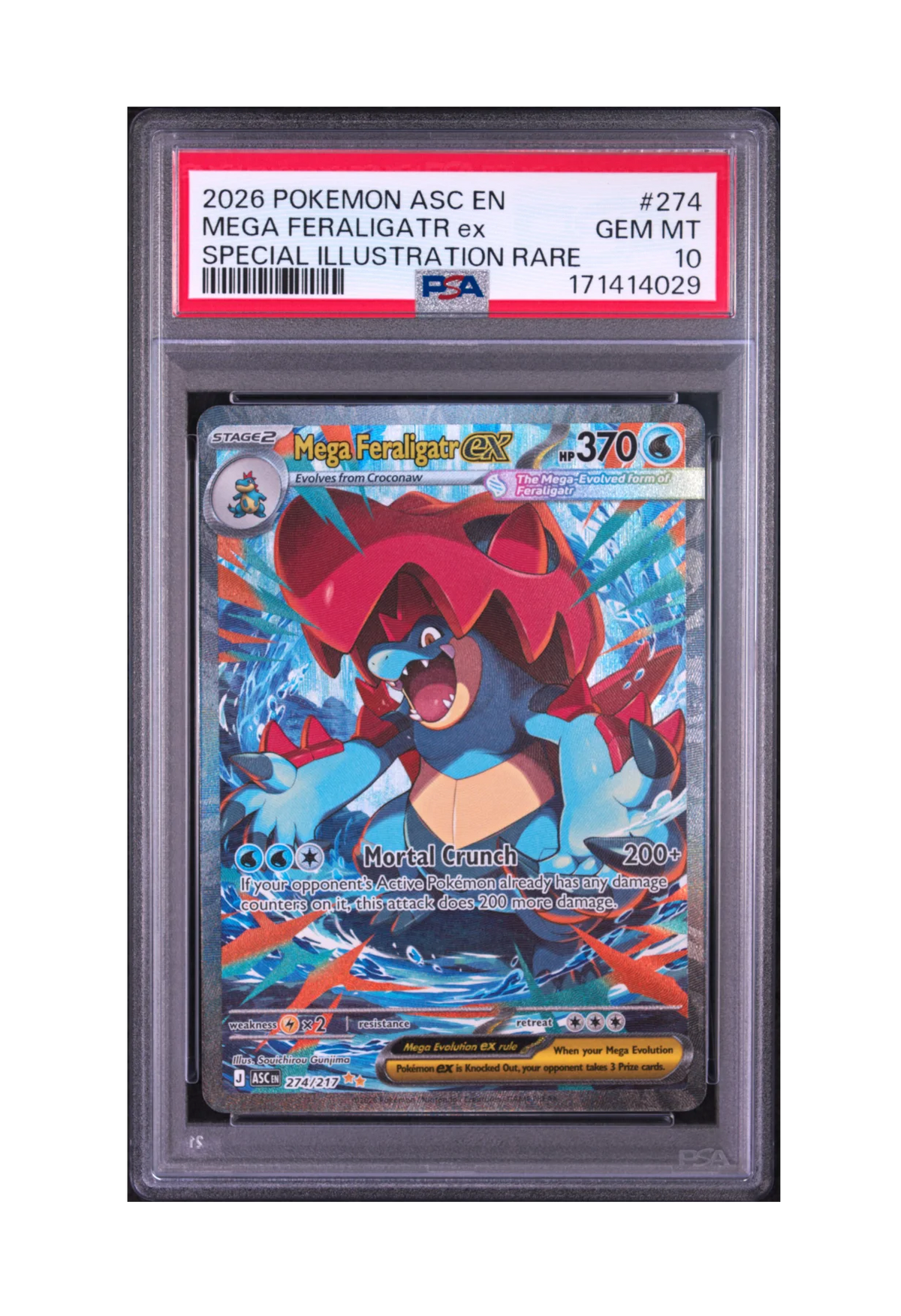 MEGA FERALIGATR EX SIR 274/217 PSA GEM MINT 10 - Ascended Heroes 2026