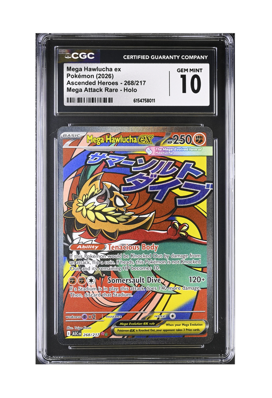 MEGA HAWLUCHA EX MA 268/217 CGC GEM MINT 10 - Ascended Heroes 2026
