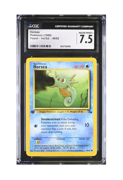 HORSEA 49/62 (1ST EDITION) CGC NEAR MINT+ 7.5 - Pokemon Fossil 1999