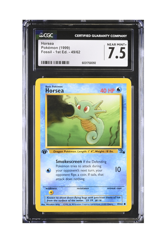 HORSEA 49/62 (1ST EDITION) CGC NEAR MINT+ 7.5 - Pokemon Fossil 1999