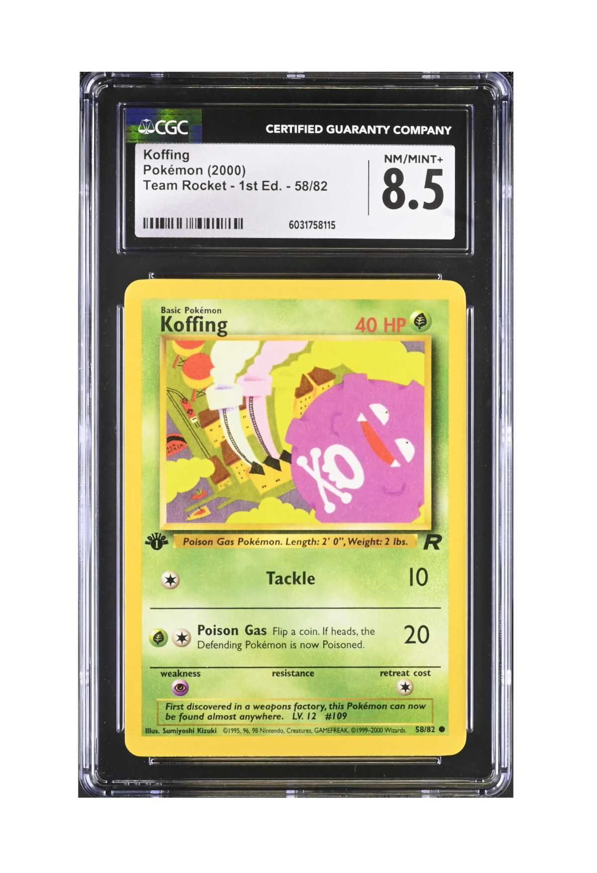 KOFFING 58/82 (1ST EDITION) CGC NM/MINT+ 8.5 - Pokemon Team Rocket 2000