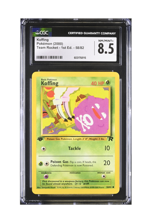 KOFFING 58/82 (1ST EDITION) CGC NM/MINT+ 8.5 - Pokemon Team Rocket 2000
