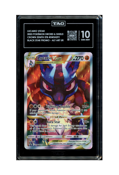 LUCARIO VSTAR SWSH291 TAG GEM MINT 10 - Crown Zenith ETB Black Star Promo 2023