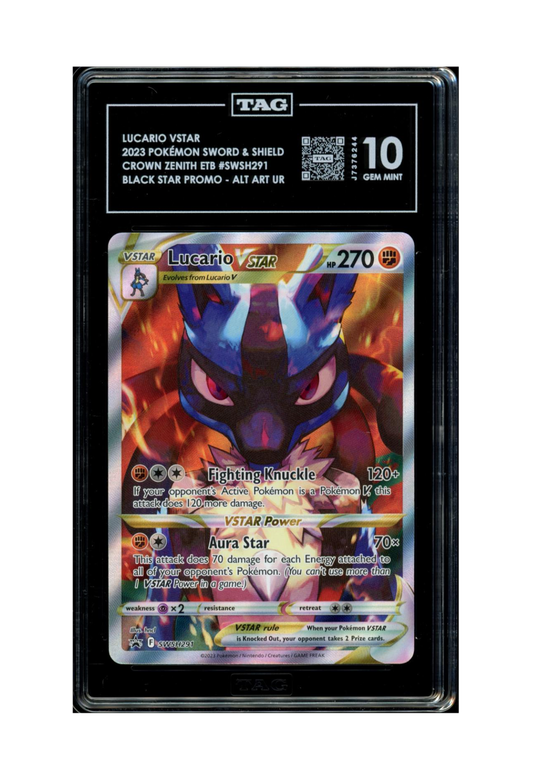 LUCARIO VSTAR SWSH291 TAG GEM MINT 10 - Crown Zenith ETB Black Star Promo 2023