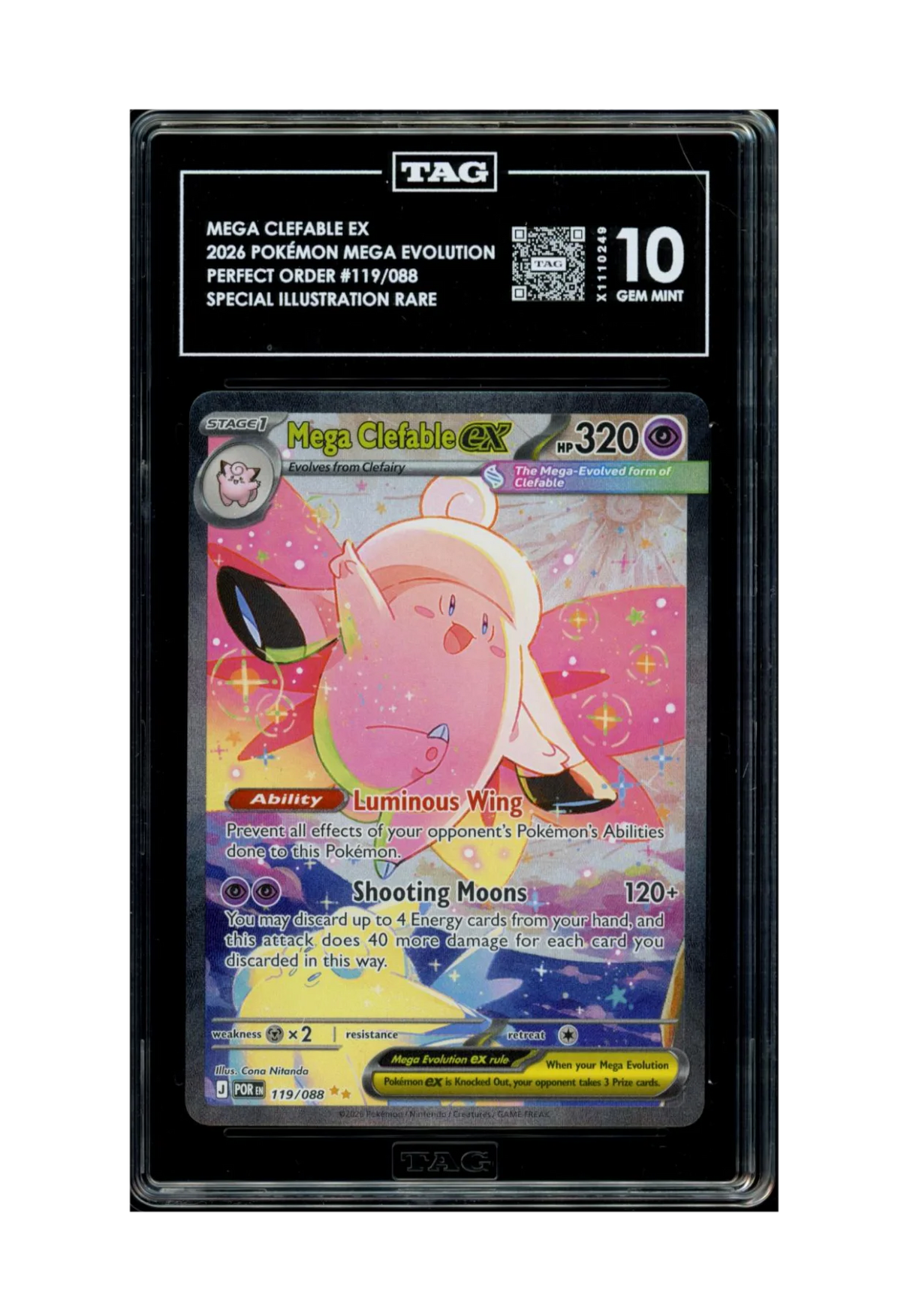 MEGA CLEFABLE EX SIR 119/088 TAG GEM MINT 10 - Perfect Order 2026