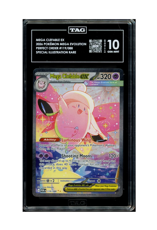 MEGA CLEFABLE EX SIR 119/088 TAG GEM MINT 10 - Perfect Order 2026